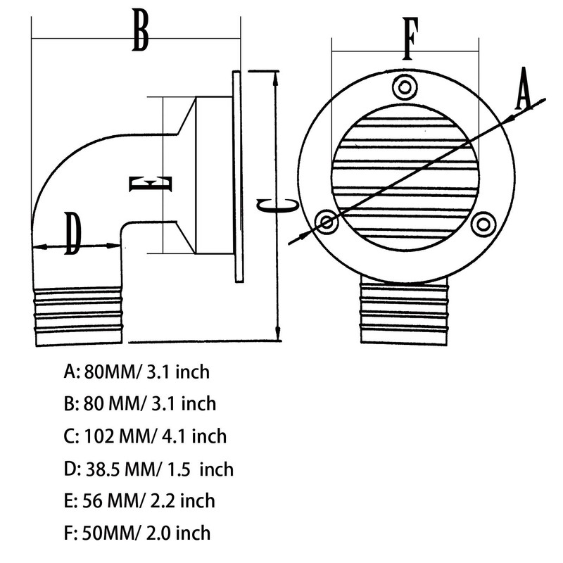 SHENGHUISS Boat Deck Drain,1 1/2 Inch (38MM) 90 Degree Floor