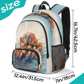 Elementary School Bags for Teens, Cute Ocean Crab Kids Backpacks Hermit Crabs Lightweight Bookbags Waterproof Sturdy Schoolbag Daypack for Girls Boys