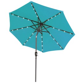 Durable Solar Led Patio Umbrellas with 32LED Lights 9FT by ABCCANOPY (Turquoise)