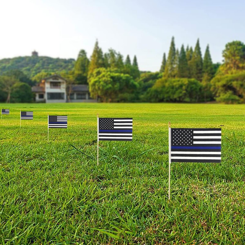 Newperlite Thin Blue Line American Police Stick Flag Small Mini
