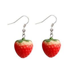 Kawaii Strawberry Drop Dangle Earrings for Women 3D Acrylic Fruit Earrings Resin Earrings Cute Bow Strawberry Earrings Birthday Jewelry Gifts for Women (A)