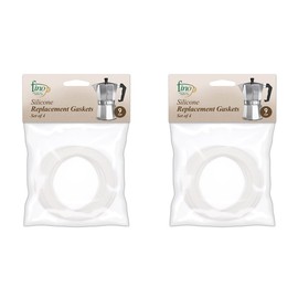 Fino Replacement Gasket for 9-Cup Stovetop Espresso Coffee Maker, Silicone, 2 Sets of 4