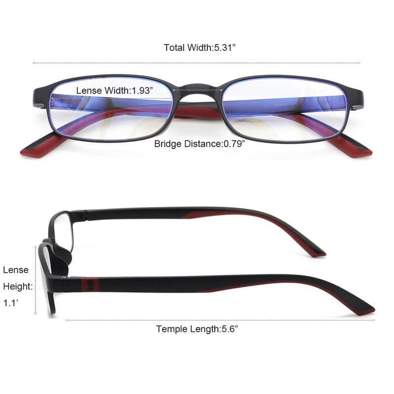 2 Pack Flexible Computer Blue Light Blocking Lightweight Reading Glasses