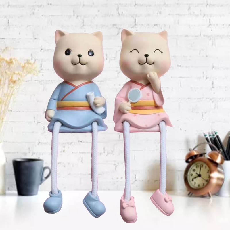 2pcs Car Dashboard Decorations Resin Fun Cartoon Cute Animal Ornaments