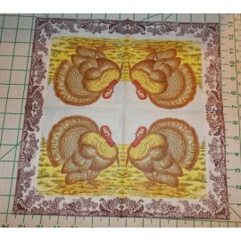 C. R. Gibson Two Decorative Luncheon Napkins to Decoupage "Woodland" Turkey Toile brown gold