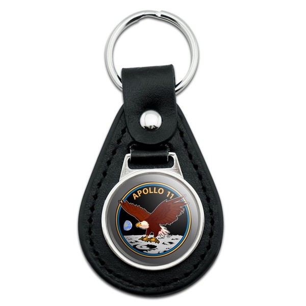 Unbranded Black Leather NASA Apollo 11 50th Anniversary Patch Keychain