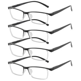 Przene 4 Pack Rectangle Reading Glasses for Men Women Blue Light Blocking Readers Black 2.0