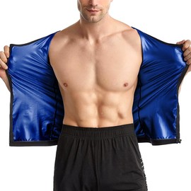 DiULi Men's Sauna Suit, Black zip, XXL