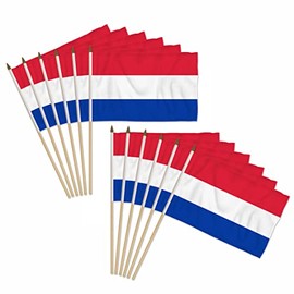 Netherlands 12x18in Stick Flag - 1 dozen pack