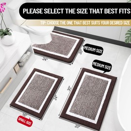 OLANLY Bathroom Rugs 36x24, Extra Soft and Absorbent Microfiber Bath Mat, Non-Slip, Machine Washable, Quick Dry Shaggy Bath Carpet, Suitable for Bathroom Floor, Tub, Shower (Large, Brown)