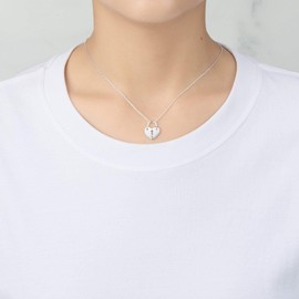 Philip Jones Silver Plated Heart Padlock Necklace Created with Zircondia® Crystals