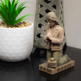 Let Me Teach Praying Woman Goldtone 6.25 x 3.5 Resin Decorative Tabletop Figurine