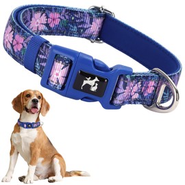 ONEFOJOJO Reflective Dog Collar with Boho Flowers Patterns, Cute Girl & Female Dog Collar Adjustable with Soft Quick Release Collar for Medium Large Dogs (Boho XL)