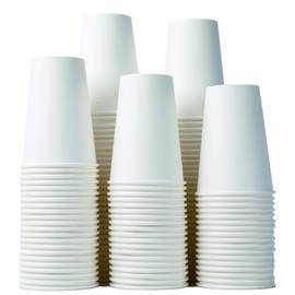 Bsvce 8 oz Paper Cups, 300 Pack - Durable, Leak-Proof, Safe for Hot or Cold Beverages, Compostable, White