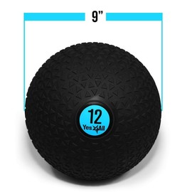 Yes4All Slam Ball, No-Bounce Ball for Exercise, Cross Training and Core Strength Workout 12lbs - Triangle Black