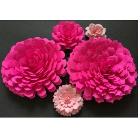 Unbranded Paper Flowers 3-D Handcrafted 5 pcs Pink DIY Wedding Party Decor Craft Backdrop