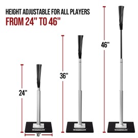 WEEPALM Batting Tee for Baseball/Softball, Premium Hitting Tee with Handrolled Rubber Top,Aluminum Stem,Metal Base,Easy Setup Baseball Tee Height Adjustable 24-46 inch for Kids and Adults