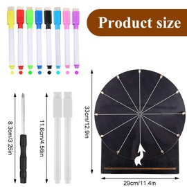 KQWVZ Wheel of Fortune for Spinning, 29 cm Wooden Wheel of Fortune Wheel, Wheel of Fortune for DIY, Spinnings Prize Wheel with Eraser and Marker Pen for Lottery Games, Word Games, Carnival