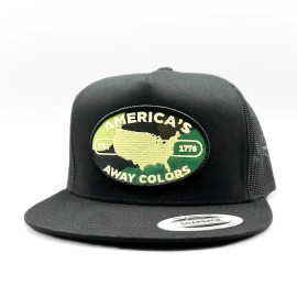 Proud Republic Patriotic Trucker Hat, America's Away Colors Patch on Yupoong 6006 Trucker Hat