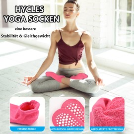 HYCLES Yoga Socks Women's Trainer Stopper Socks 4 Pairs Pilates Non-Slip Socks Non-Slip Socks for Trampoline Home Fitness Hospital 35-42, 04# Black + Grey + Pink + White