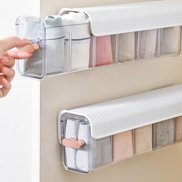 soobu Wall Mount Drawer, Wall Underwear Organizer Detachable Clear Box