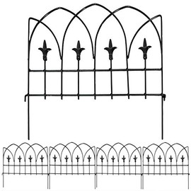 Sunnydaze 5-Piece Bayonne Border Fence Set - Decorative Metal Garden and Landscape Fencing - 19-Inch Wide x 19-Inch Tall Each - 8-Foot Overall Length - Black