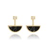 Geometric Black Simulated Howlite Half Moon Post Earrings