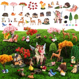 Canlierr 58 Pieces Miniature Garden Set, Fairy House Diorama Accessories Mini Figurines Micro Landscape Ornaments Mixed Model Trees for DIY Garden Decor Succulent Dollhouse Craft (Couple Statue)