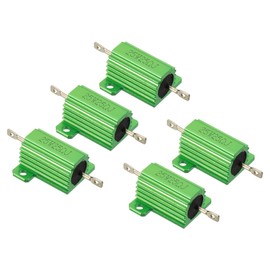 PATIKIL 25W 25 Ohm Aluminium Gehäuse Drahtwiderstand, 5 Stück Aluminiumgehäuse Widerstand Gehäuse Fall Drahtgewickelte Widerstände Schraubentap Power Widerstand 5% Toleranz, Grün
