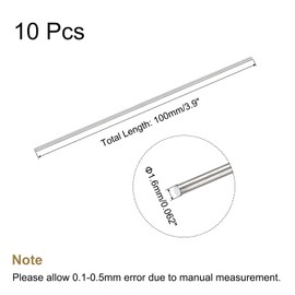 sourcing map Round Rods Made of 304 Stainless Steel 1.6 mm Diameter 100 mm Length for Various Waves Crafts Model Cars Aircraft Ship Pack of 10