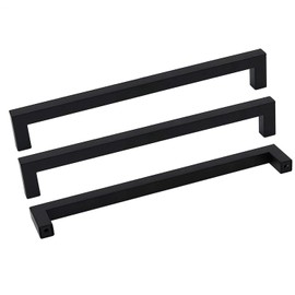 goldenwarm Black Kitchen Cabinet Handles 8inch Hole Centers - LSJ12BK204 Square Bar Pulls for Cabinets Hardware Black Drawer Pulls Matte Black Cabinet Pulls 5Pack