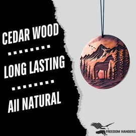Freedom Hanger - Mountain Horse Car Air Freshener - All Natural Wood Air Freshener - Car Odor Eliminator - Made in USA Chemical Free