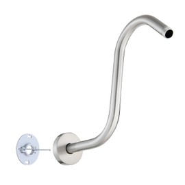 Shower Head Arm 10 Inch Brushed Nickel, RAINREVIVE S Shaped Shower Head Extender Arm with Flange