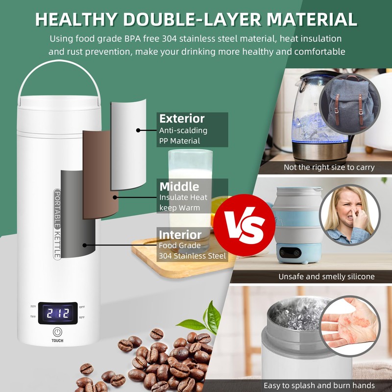 Travel Electric Kettle Portable Small Mini Tea Coffee Kettle Water