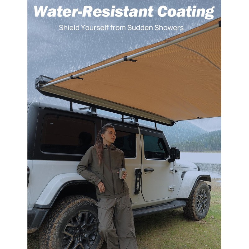 JOYTUTUS Vehicle Awning 4.6'x6.6' Roof Rack Pull-Out Sun Shade UV50+,