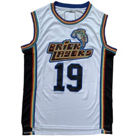 19 Bricklayers MTV Rock N Jock 90s Hip Hop Clothes for Party Men Basketball Jersey (Medium, White)
