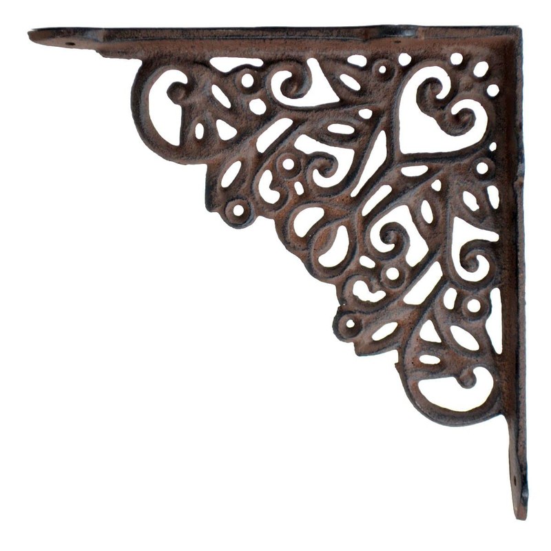 Decorative Shelf Bracket Ornate Heart Brace Rust Brown Cast Iron