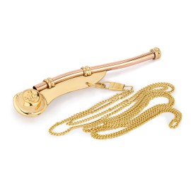 NKlaus 12 cm Maritime Boatsman Whistle with Chain 80 cm Brass Copper Clear Sound Quality 11514