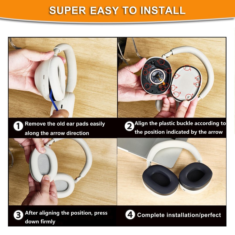 Defean Cooling-Gel Earpads for Sony WH-1000XM6 Headphone (Black)