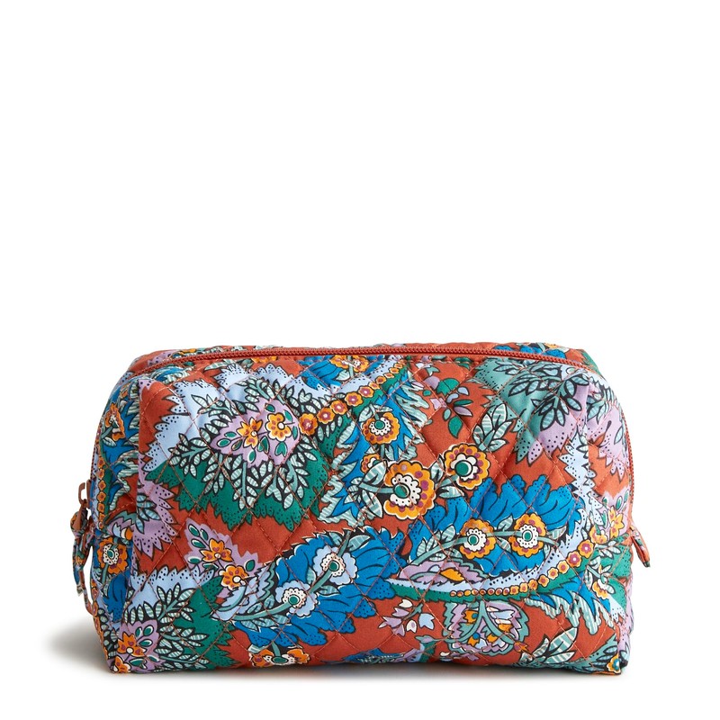Vera Bradley Cotton Medium Cosmetic, Flowers + Feathers, One Size
