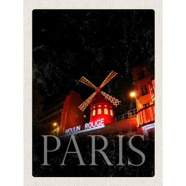 mrdeco Metal Sign 20 x 30 cm Curved Moulin Rouge Paris Variety Decorative Tin Sign