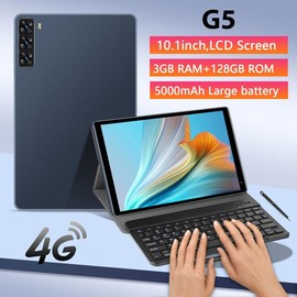 G5 10.1 Inch Tablet with Keyboard and Stylus - 3GB RAM, 128GB Storage, 2-in-1 Android Tablet, 4G LTE Dual SIM, Face Unlock, 5MP+16MP Camera, 5000mAh Large Battery, - Ideal for Studying, Watching TV and Gaming - Color: green