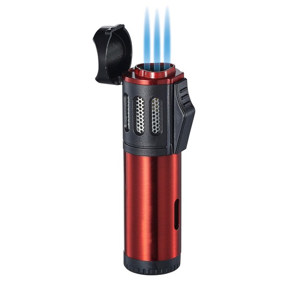 Visol Artemis Triple Torch Flame Butane Refillable Cigar Lighter (Red)