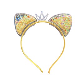 The Crafty Owl Glitter Cat Ear Hairband Hair Accessories for Party, Festivals, Events (Yellow)