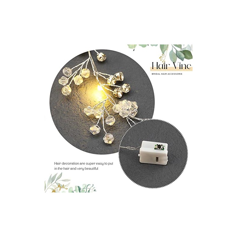 Yean- Enredadera para el cabello de novia con luz LED,