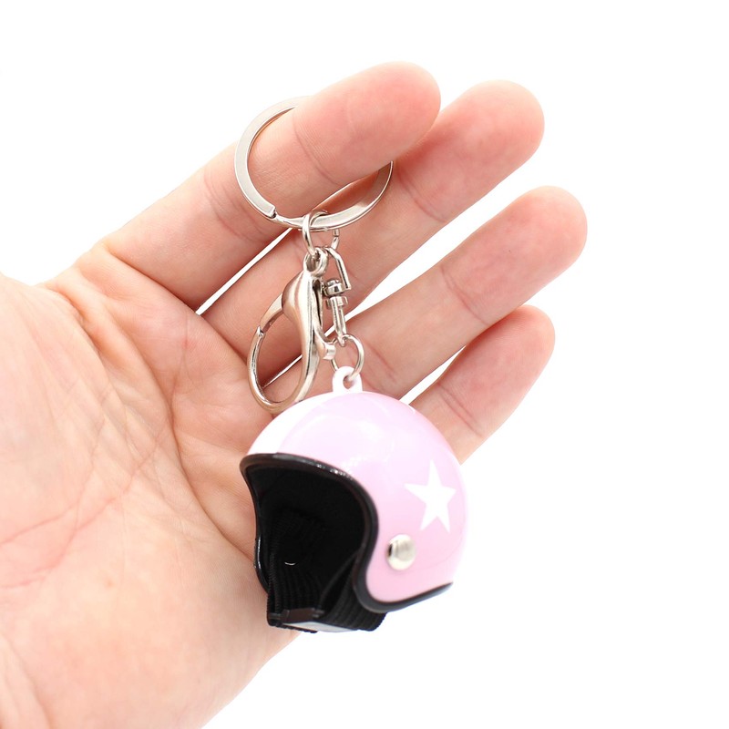 VmG-Store Motorcycle Helmet Retro Keyring with Functional Clasp XL, pink