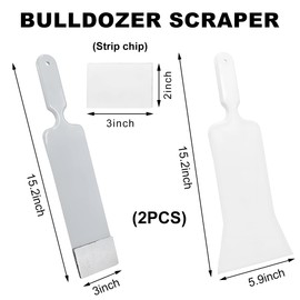 Sylvil 2 PCS Bulldozer Squeegee, Long Handle Flat Glass Tinting Tools for Automotive Front & Back Window, Plastic Wrapping Windshield Paddle Squeegee for Vehicle Cleaning, Car Accessories (Gray+White)