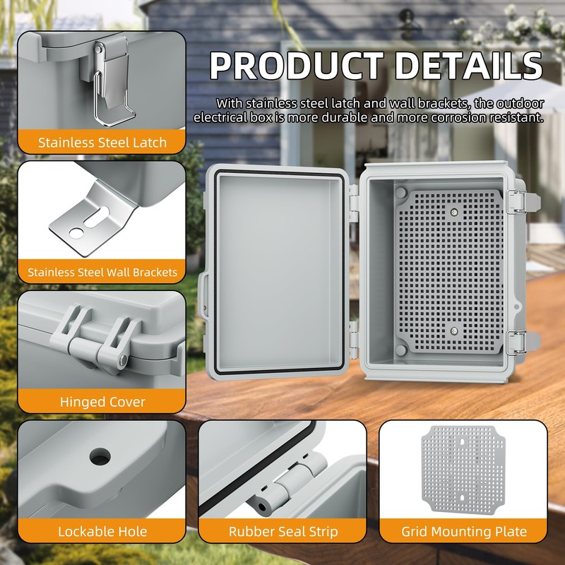 Joinfworld Outdoor Electrical Box Waterproof Junction Box Plastic Outdoor Weatherproof