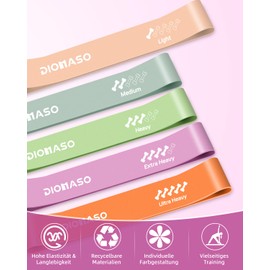 DIOMASO Fitness Bands Set of 5 in Exclusive Colour, High-Quality Resistance Bands (5 Strengths) with Bag, Resistance Bands for Training, Yoga, Muscle Building