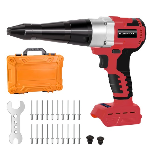 Lezwuatoolz Cordless Rivet Gun Tool Compatible with Milwaukee 18V Battery(No